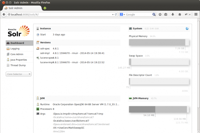 Solr web-based admin